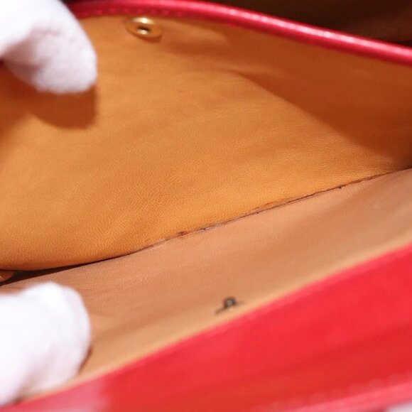 GUCCI Bamboo Shoulder Bag Leather Red Gold Auth 145209 - Picture 13 of 16